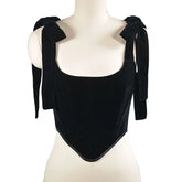 Goth Pentagram Black Camis Y2k Vintage Velvet Corset Tops Gothic Halter Backless Hollow Short Tops Basic halter top